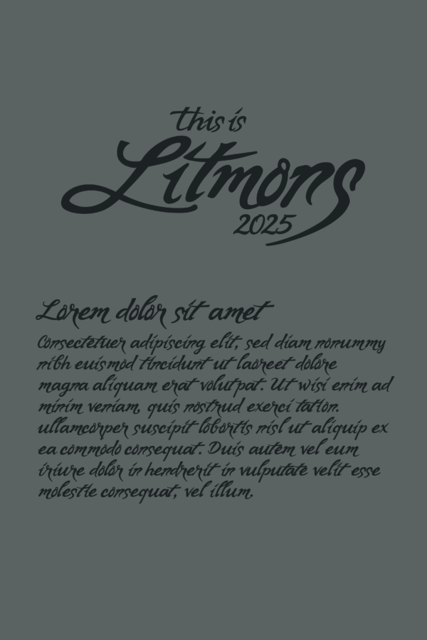 Aperçu de la typographie Litmons 2025 inspirée du tatouage Little Monsters, style manuscrit expressif bold italic