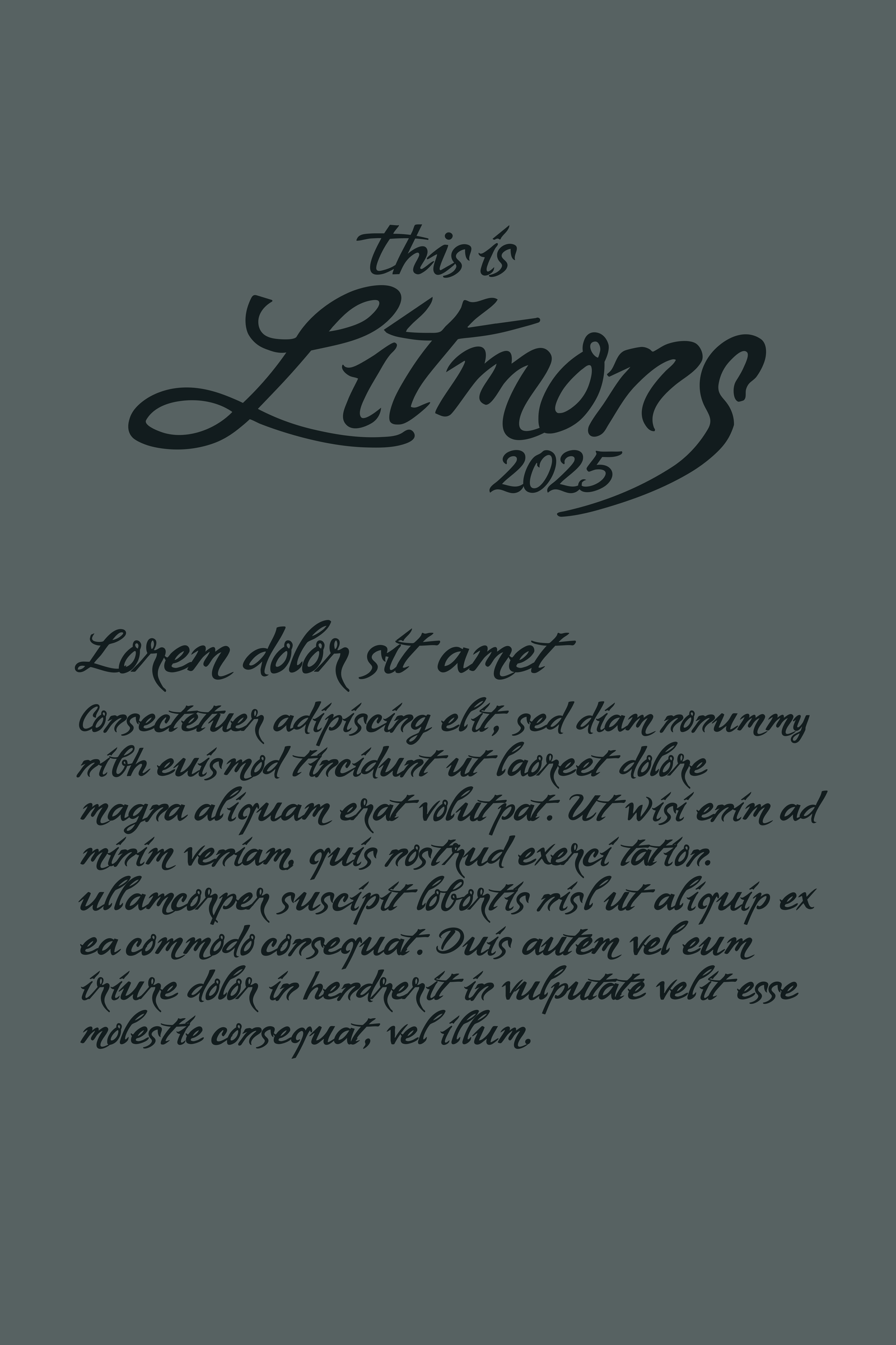 Aperçu de la typographie Litmons 2025 inspirée du tatouage Little Monsters, style manuscrit expressif bold italic
